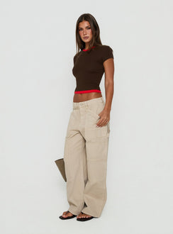 Mistree Mid Rise Baggy Cargo Jeans Taupe