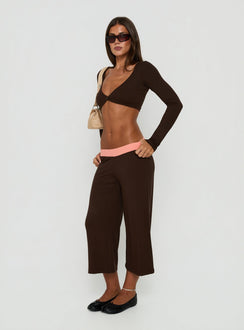 Kassey Gaucho Shorts Coral / Brown