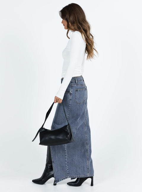 product Barbara Split Midi Skirt Faded Denim Princess Polly  Maxi 