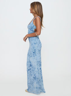 Courtyards Maxi Dress Blue Burnout