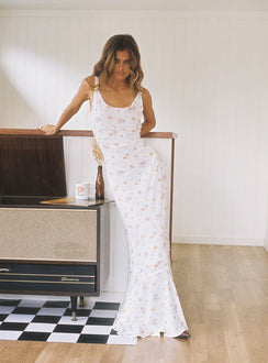 front view of model wearing Princess Polly Curtis Maxi Dress Multi Scoop Neck 