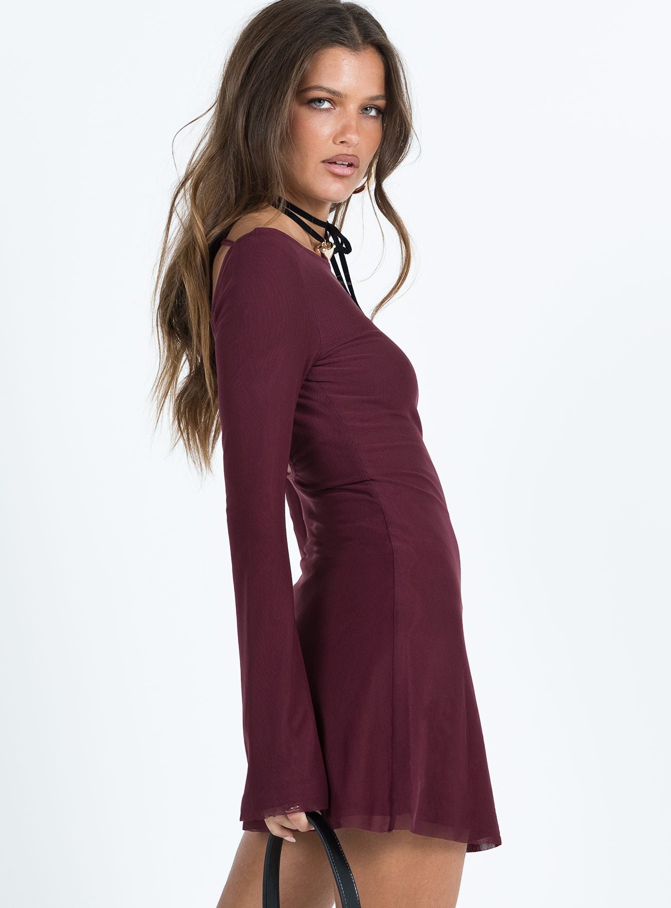 Lukea Long Sleeve Mini Dress Mauve Petite