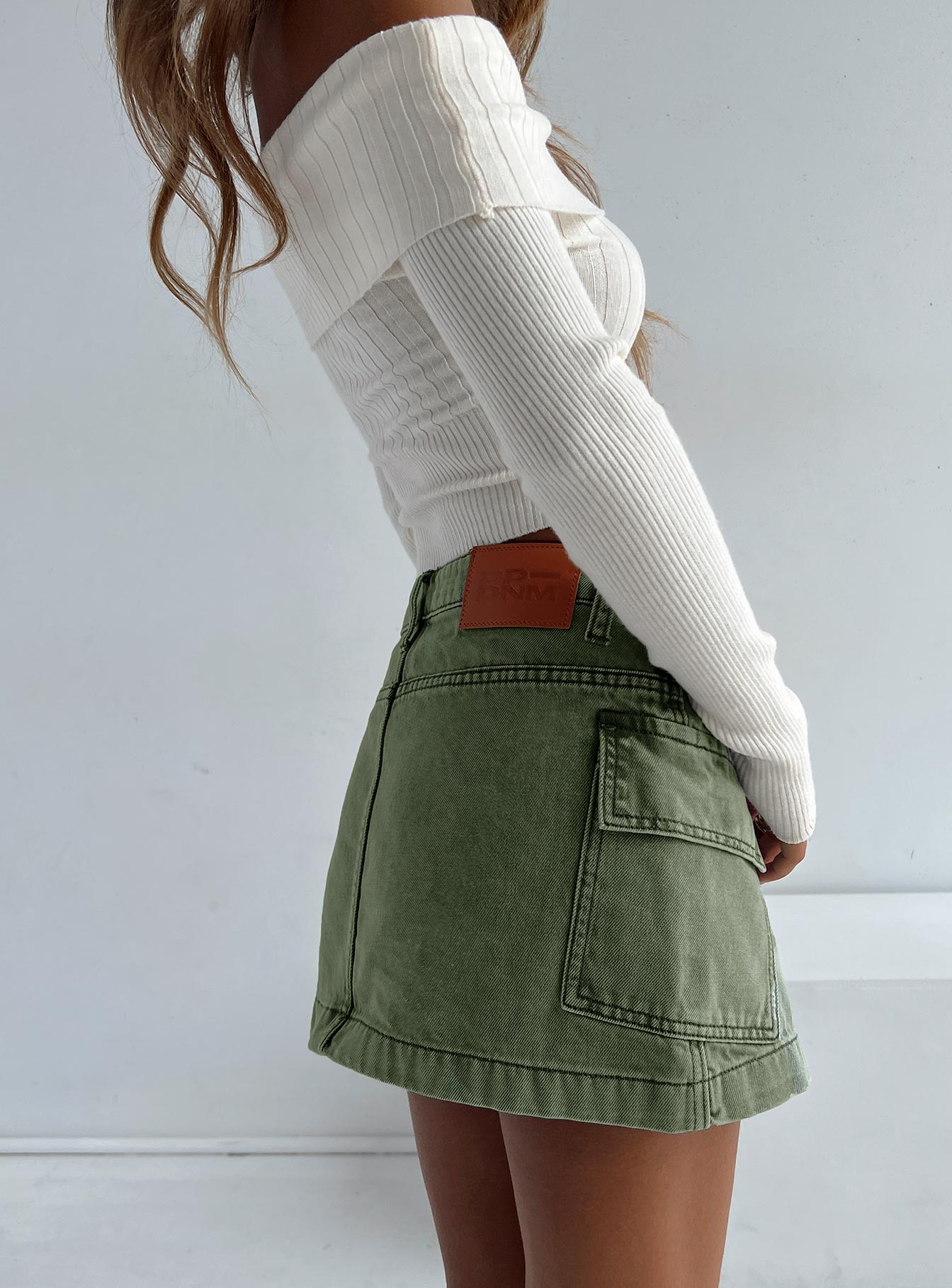 product Zakai Cargo Denim Mini Skirt Green Princess Polly  Mini Skirts 