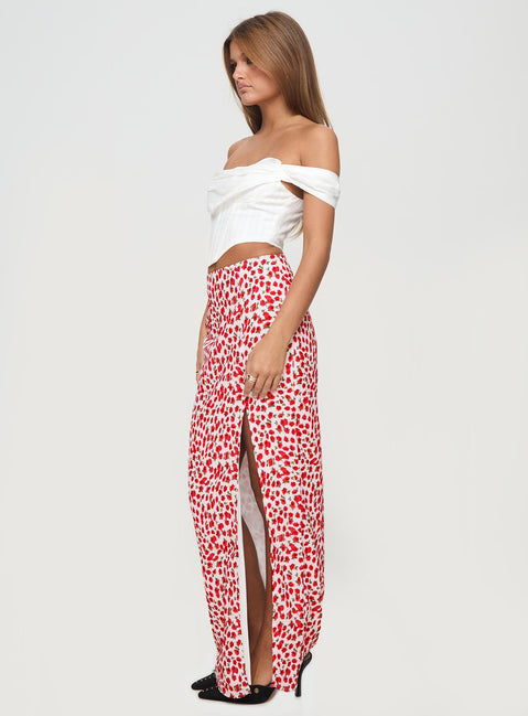 Maxi skirt Floral print, invisible zip fastening, high split in hem