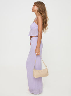 Purple Matching set Adjustable straps, straight neckline, ruched bust, elasticated waistband, relaxed pleating throughout