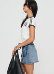 Denim mini skirt Cargo style, twin hip pockets, button & zip fastening, belt looped waist Non-stretch material, unlined  Princess Polly Lower Impact 