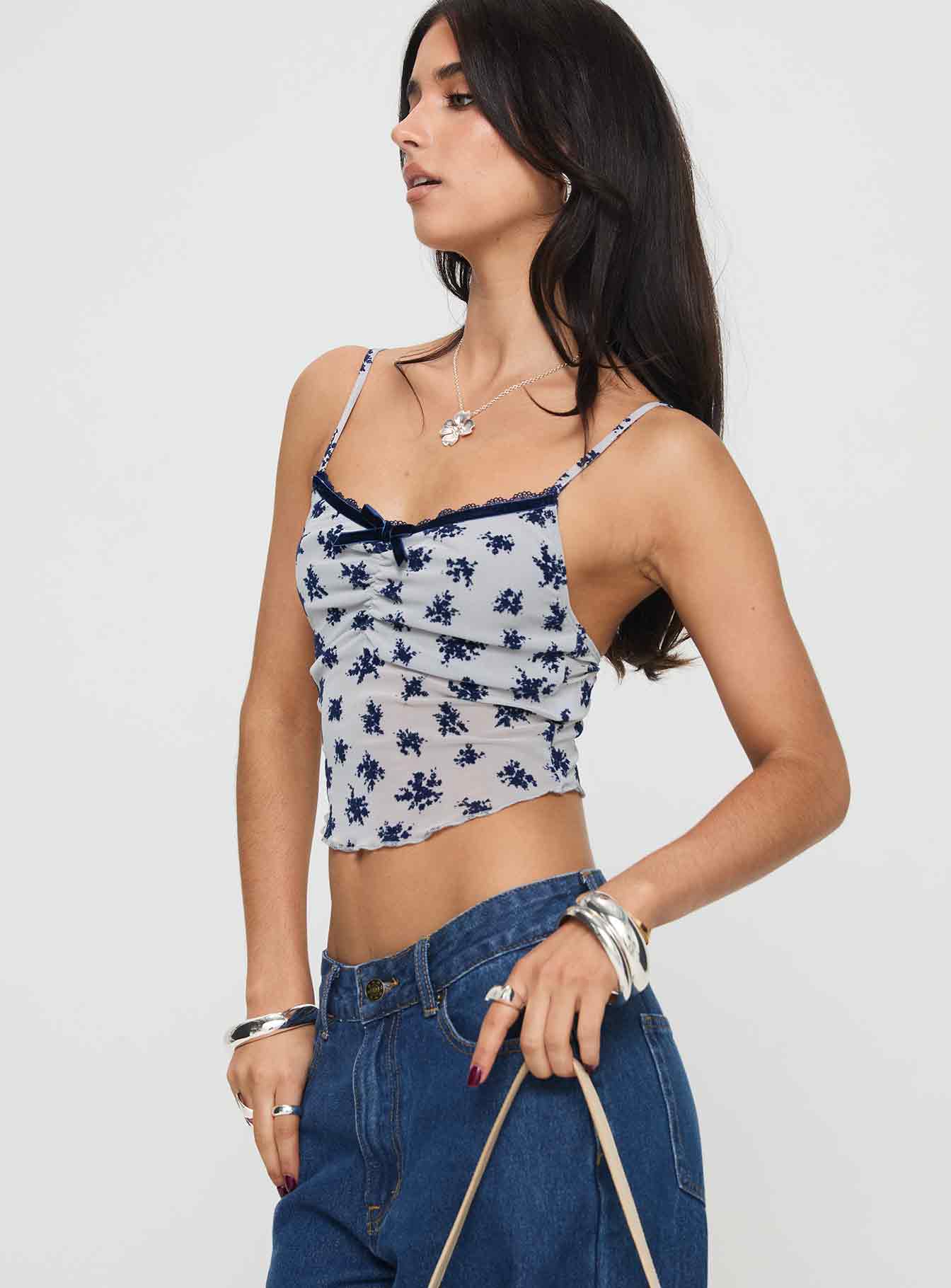 Norde Top Floral Cluster Pale Grey