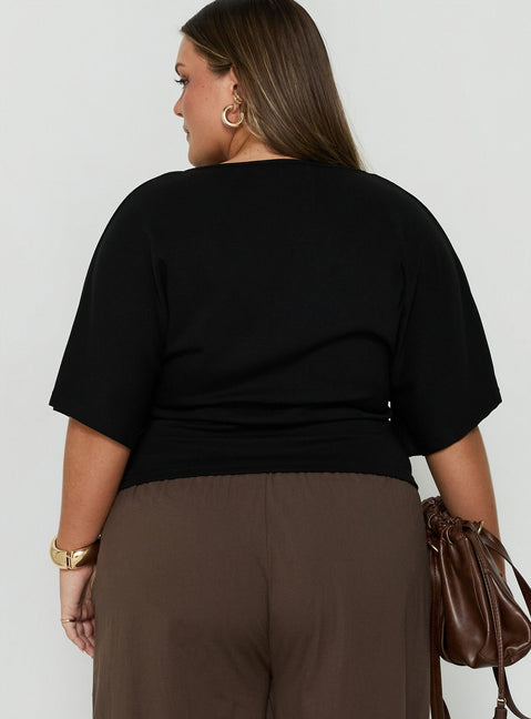 Arazia Cinched Short Sleeve Top Black Curve