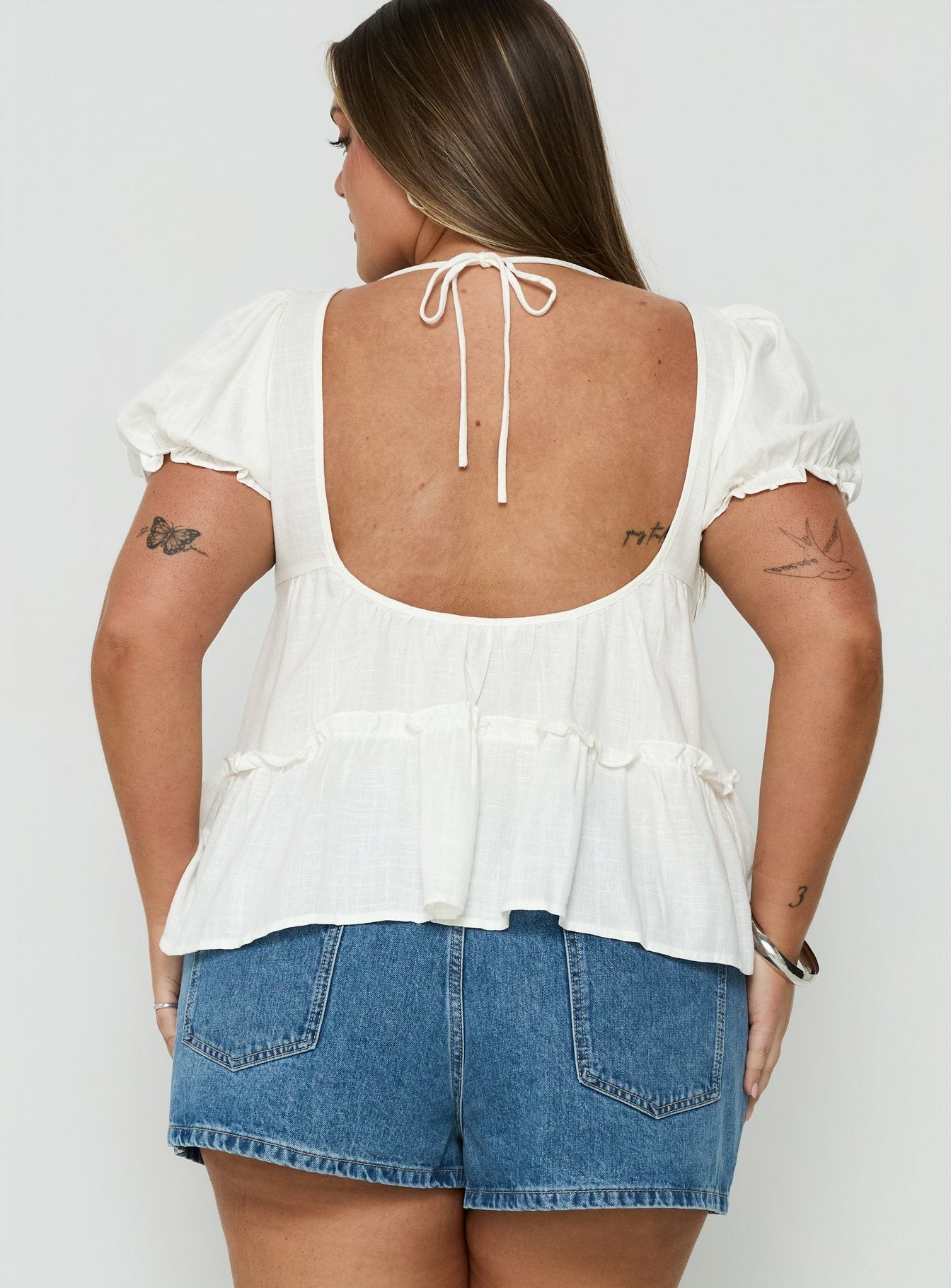 Kimberleigh Floaty Babydoll Top White Curve