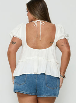 Kimberleigh Floaty Babydoll Top White Curve
