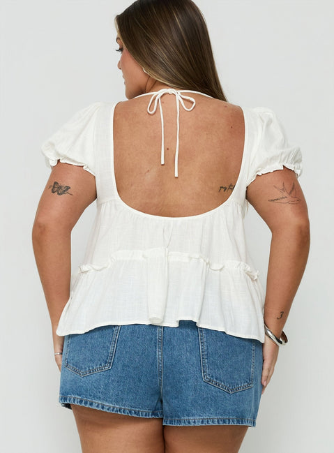 Kimberleigh Floaty Babydoll Top White Curve
