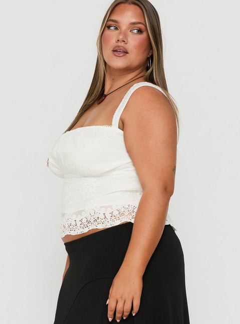Starlina Lace Trim Cami Top White Curve