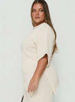 Amelise Knit Poncho Beige Curve