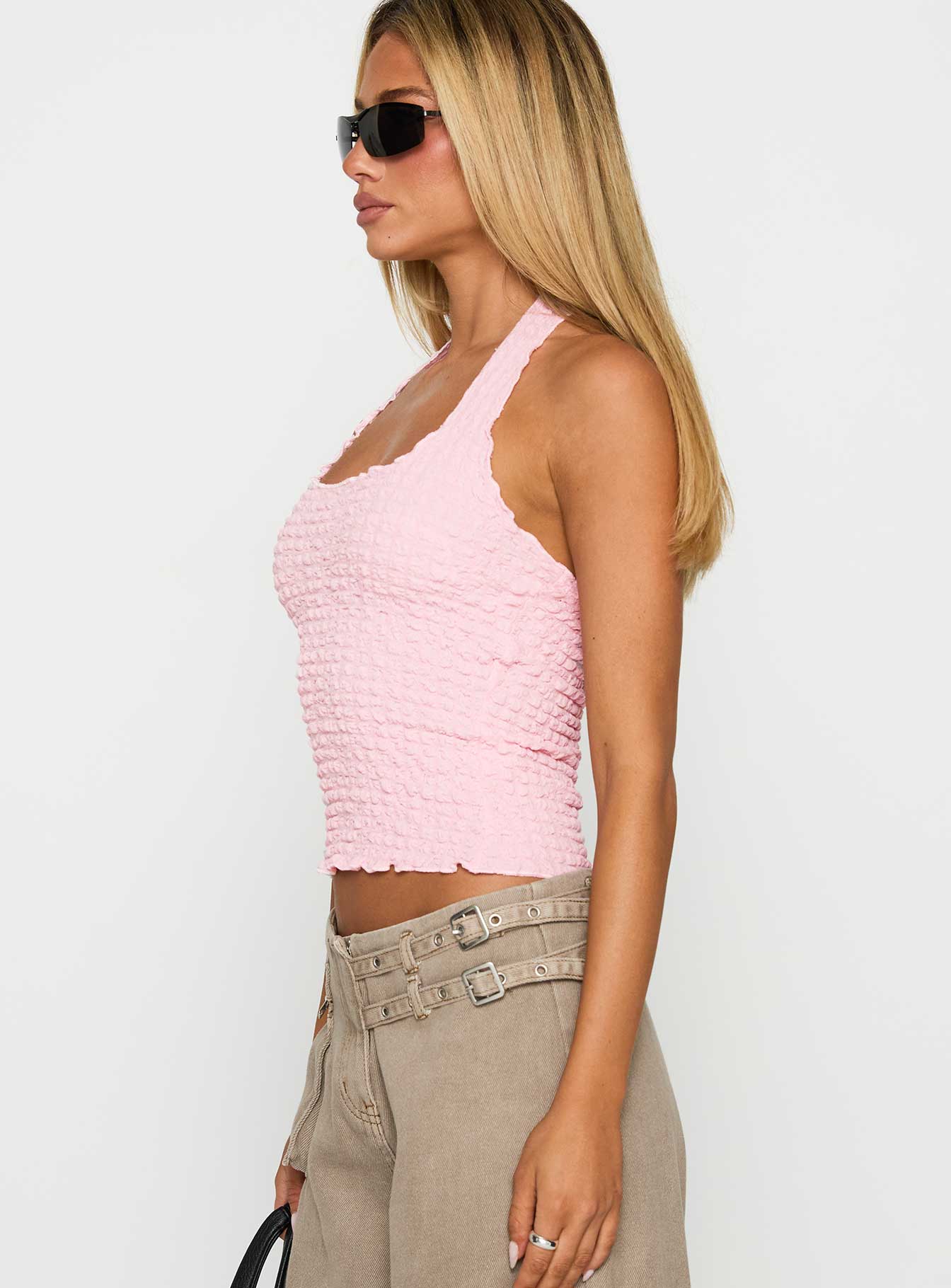 Eventually Textured Top Pink