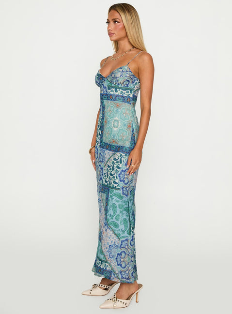Sugar Plum Maxi Dress Blue Paisley