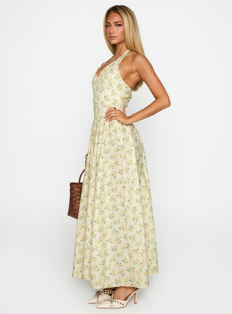 Monte Carlo Halter Maxi Dress Yellow