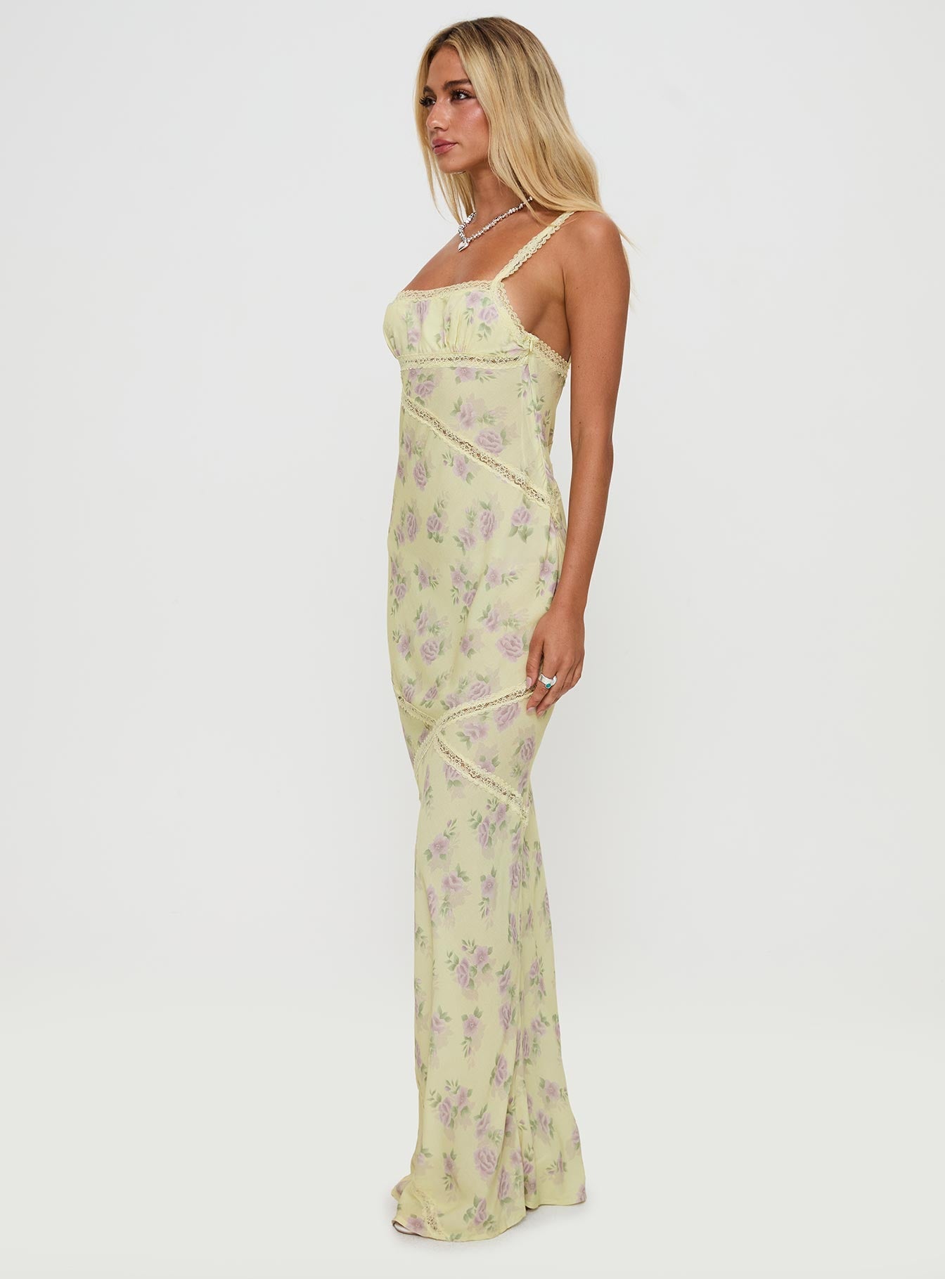 Gardens Of Babylon Lace Maxi Dress Lemon Floral