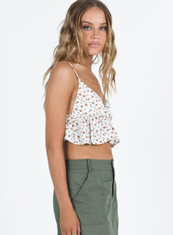 product Princess Polly Sleeveless Asymmetric Neckline  Contardo Top White / Floral