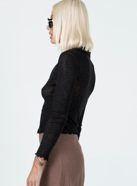 product Princess Polly Full Sleeves High Neck  Travers Long Sleeve Top Black