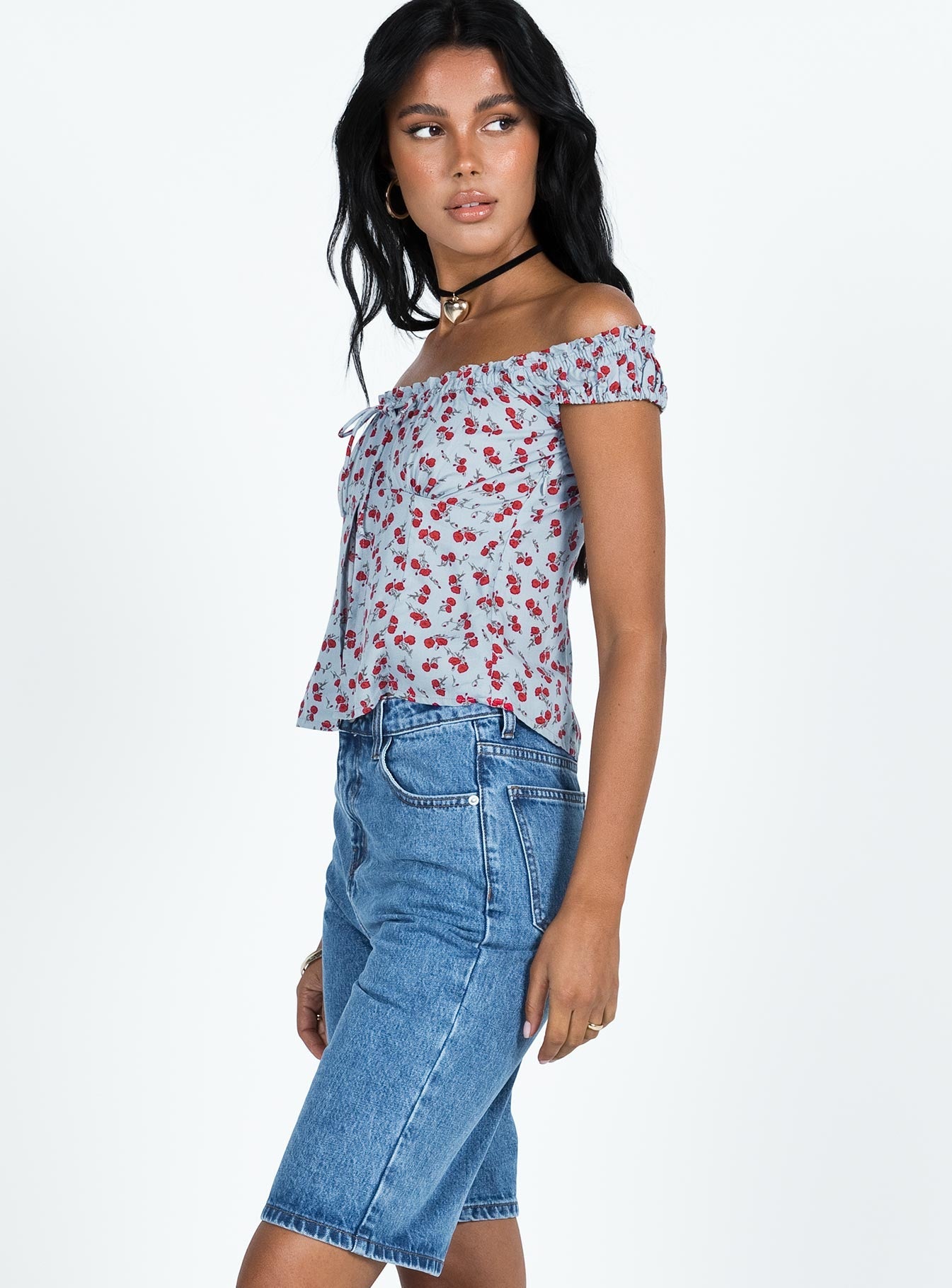 Seville Denim Shorts Mid Wash Princess Polly high-rise 