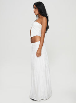   side view of model wearing Princess Polly Carana Maxi Skirt White Maxi 
