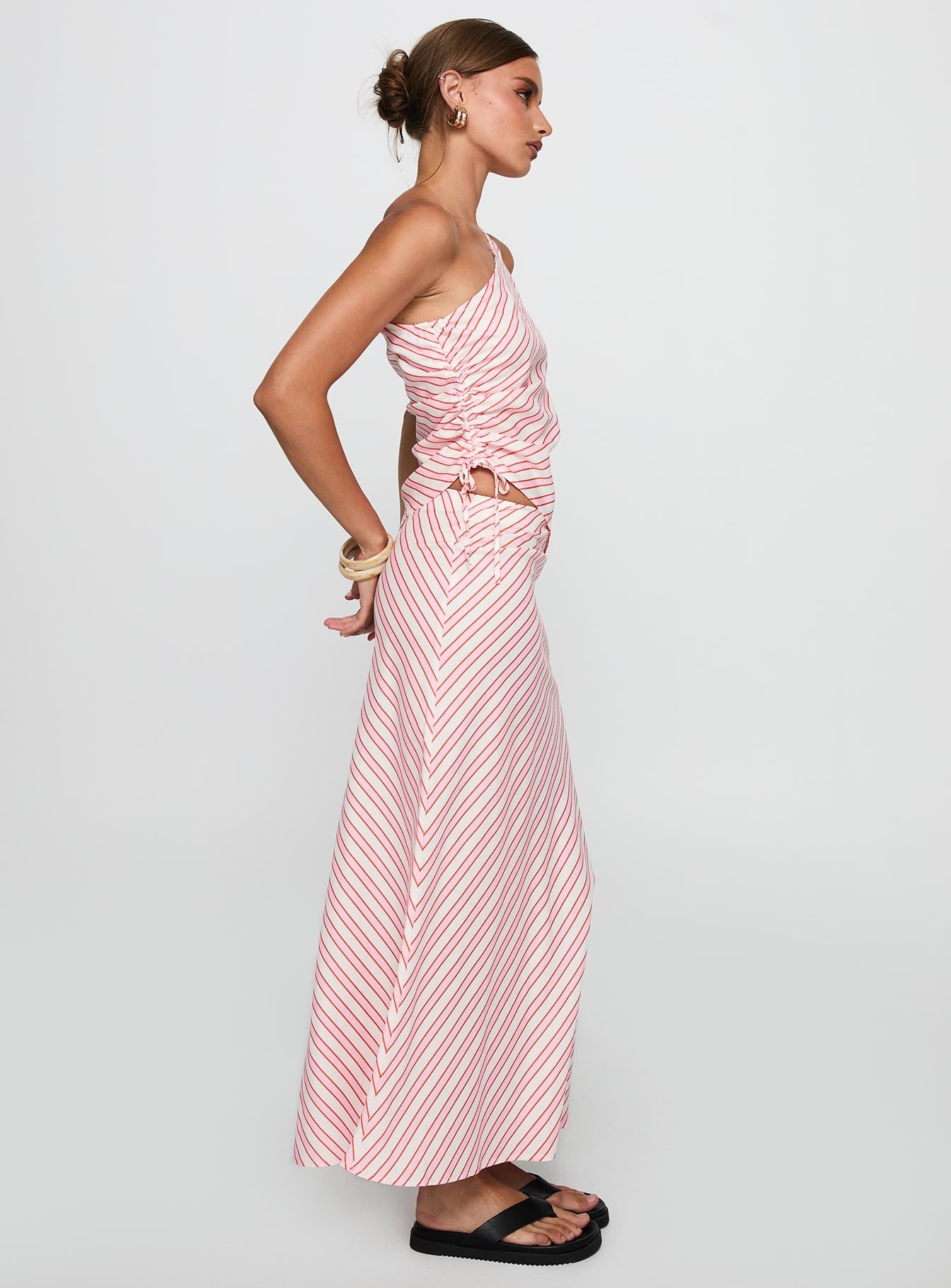 Wanna Dance Asymmetrical Set Pink Stripe