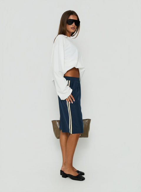 Boe Longline Track Shorts Navy / Yellow