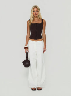 Agazia No Waist Low Rise Straight Pants White