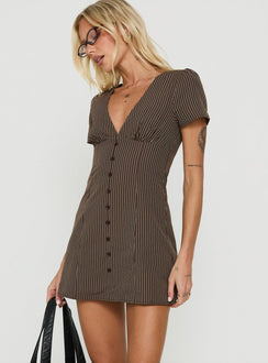 Loveliness Playsuit Brown Stripe