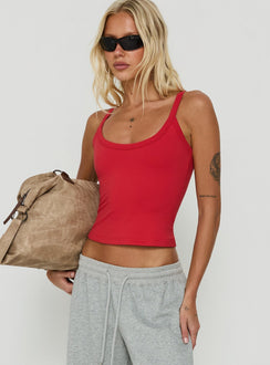 Kasper Cinched Longline Tank Top Fiery Red
