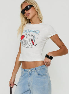 Cupid's Aim Graphic Baby Tee White