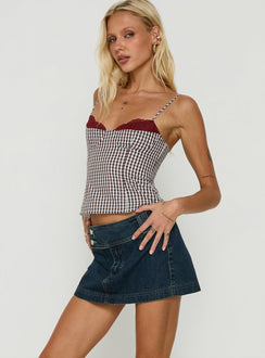 Ladena Mid Rise Double Button Mini Skirt Raw Denim