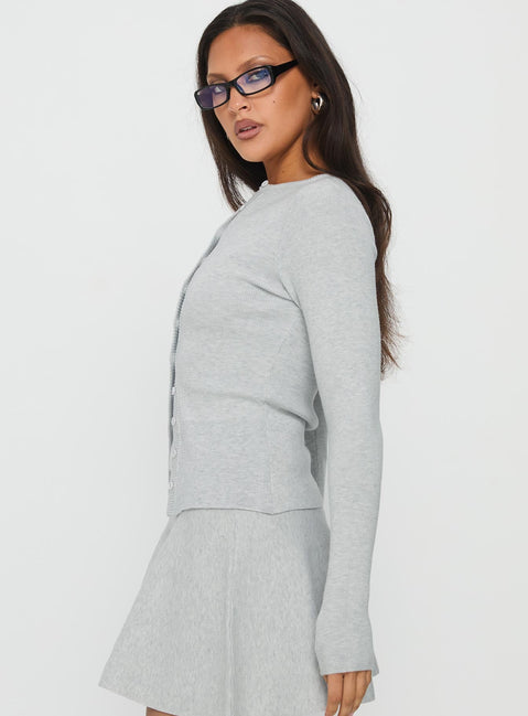 Juni Long Sleeve Knit Top Grey Marle