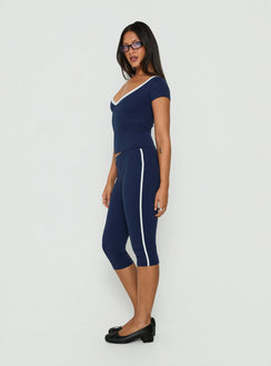 Rowanna Sporty Capri Pants Navy / Cream