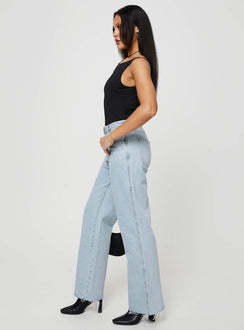 product Princess Polly High Waisted  Arlington Straight Leg Denim Jeans Light Wash Tall