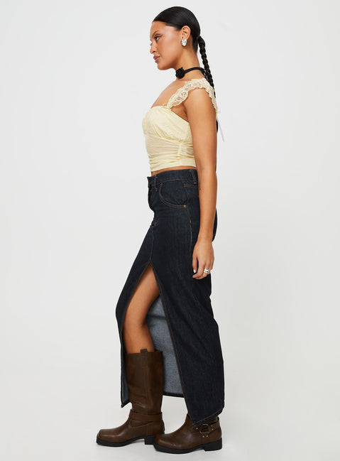 product Barbara Split Midi Skirt Dark Denim Princess Polly  Mini Skirts 