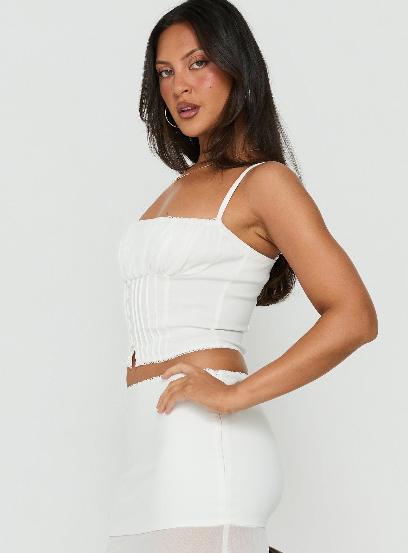 Piya Ruched Bust Cami Top White