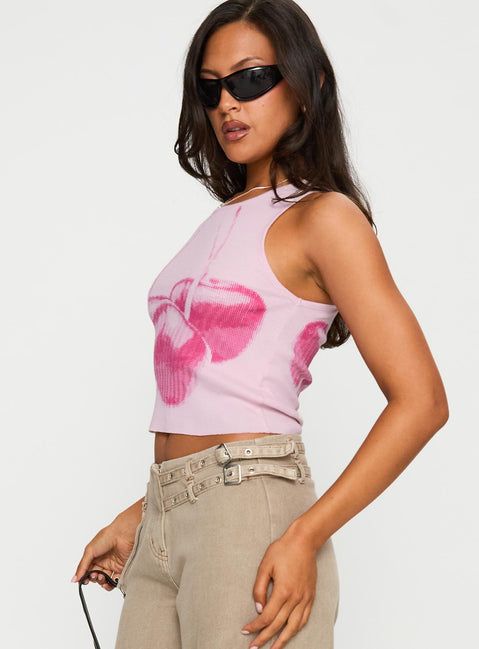 Halftone Cherry Graphic Top Pink
