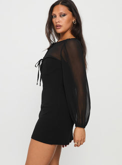 Tribute Long Sleeve Cut Out Mini Dress Black