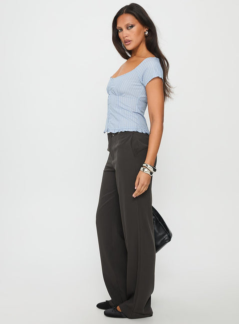 Zayvian Buckle Detail Pants Charcoal