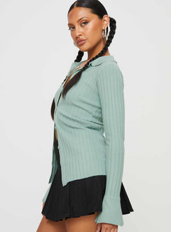Collared knit cardigan Classic collar, button fastening at front, flared cuff Good stretch, unlined