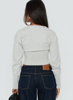 Crafted to showcase the Emerina Cinched Button Down Cardigan Grey womens jumpers with short length back view of model wearing Princess Polly
