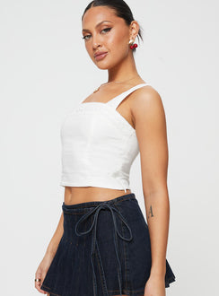 product Princess Polly Sleeveless Square Neck  Weavery Top White