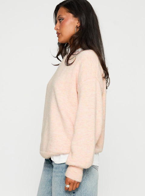 side view of model wearing Princess Polly Ryanna Sweater Pink 
