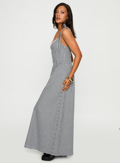 Dalanie Tie Strap Maxi Dress Navy Gingham