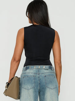 Ravennah Draped Bodysuit Black