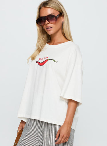 Stay Spicy Graphic Top White