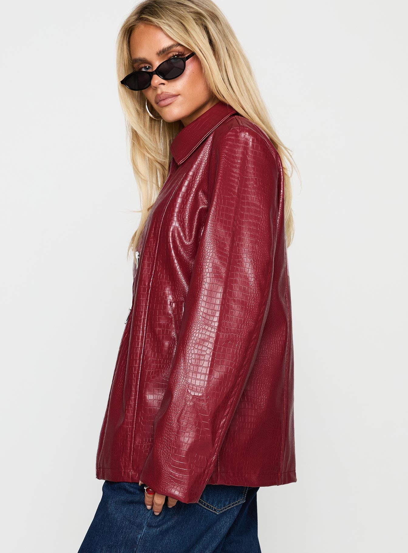 Friday Night Faux Leather Jacket Red