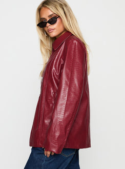 Friday Night Faux Leather Jacket Red