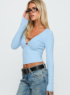 Sold On You Long Sleeve Top Blue